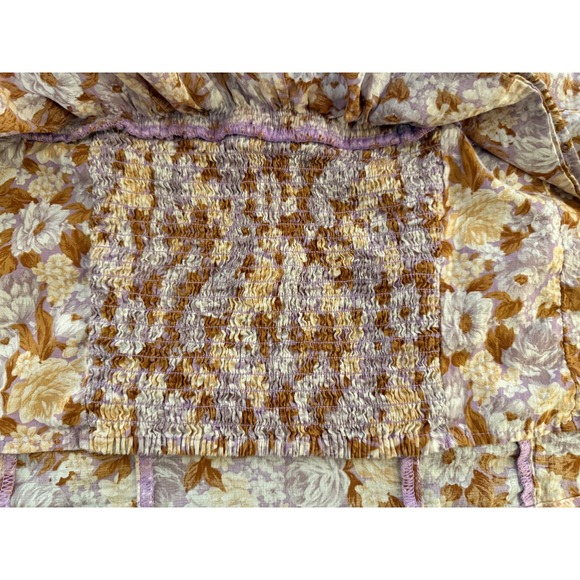 American Eagle Festival Crop Top Womens XXL Brown Floral Eyelet Shoulder Tie - Picture 5 of 13